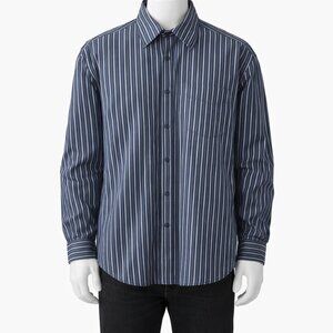 Tommy Hilfiger XL Blue White Stripe Button Down Shirt Cotton Long Sleeve